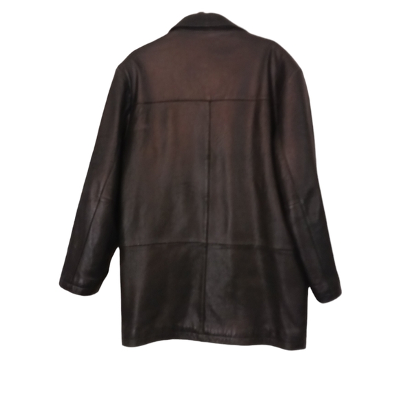 Vintage Perry Ellis Men's Black Leather Jacket - Picture 2 of 7